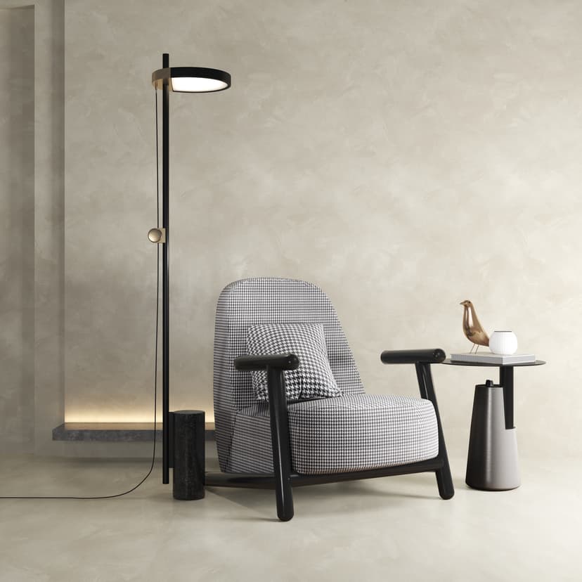 Modern armchair with floor lamp
